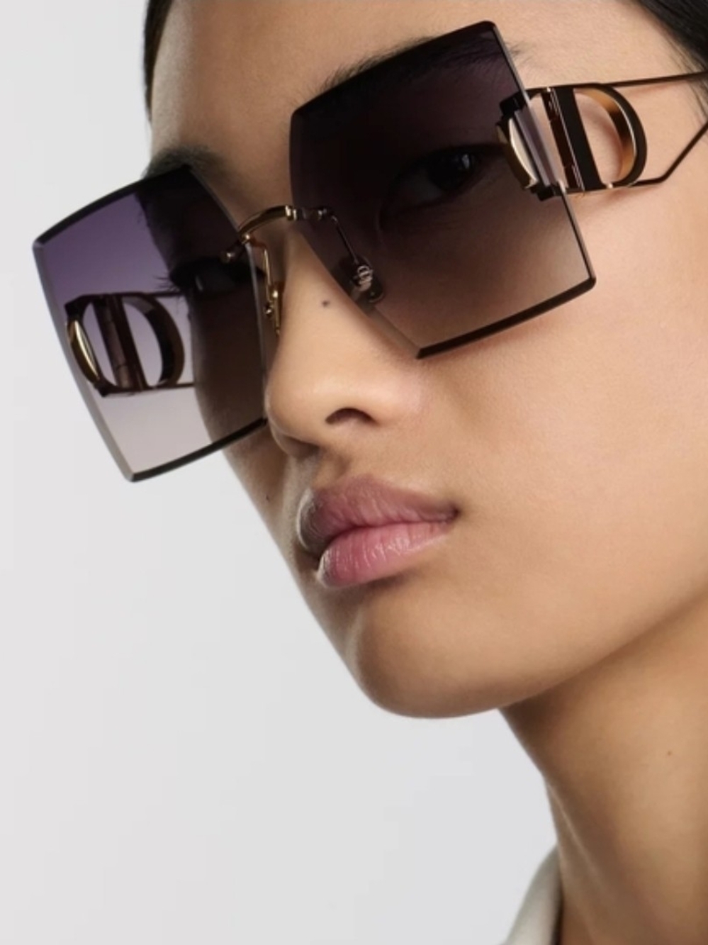 Designer Square Gradient Sunglasses in Purple with Gold Accents